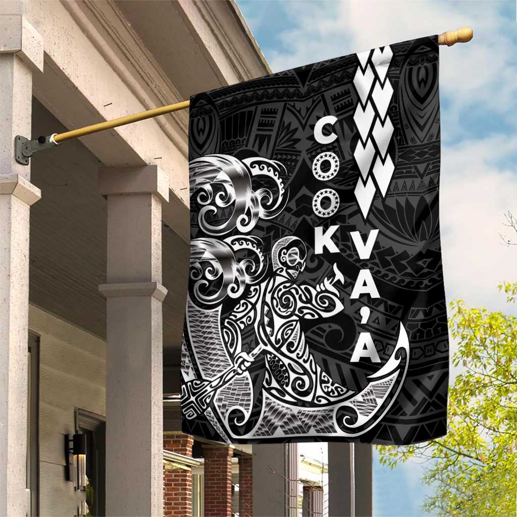 Cook Islands Va'a Polynesian Art Tattoo Garden Flag Black Color LT03 House Flag Black - Polynesian Pride