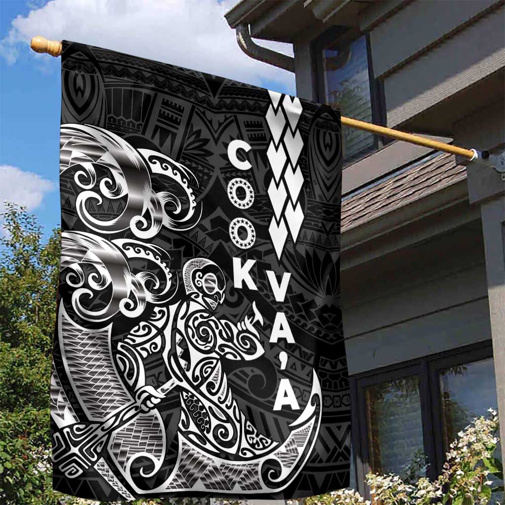 Cook Islands Va'a Polynesian Art Tattoo Garden Flag Black Color LT03 - Polynesian Pride