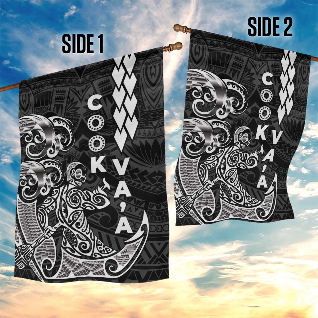 Cook Islands Va'a Polynesian Art Tattoo Garden Flag Black Color LT03 - Polynesian Pride