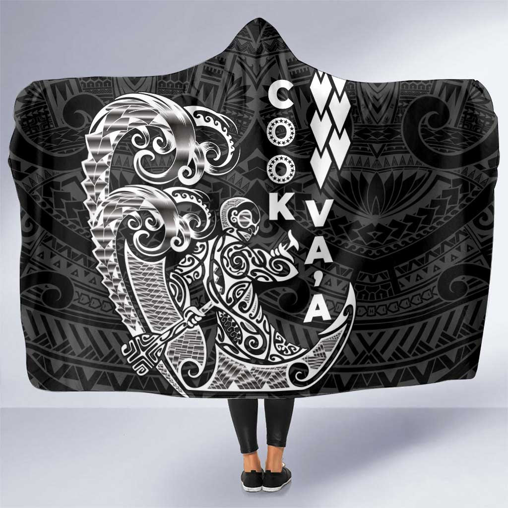 Cook Islands Va'a Polynesian Art Tattoo Hooded Blanket Black Color LT03 One Size Black - Polynesian Pride