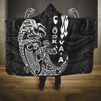 Cook Islands Va'a Polynesian Art Tattoo Hooded Blanket Black Color LT03 - Polynesian Pride