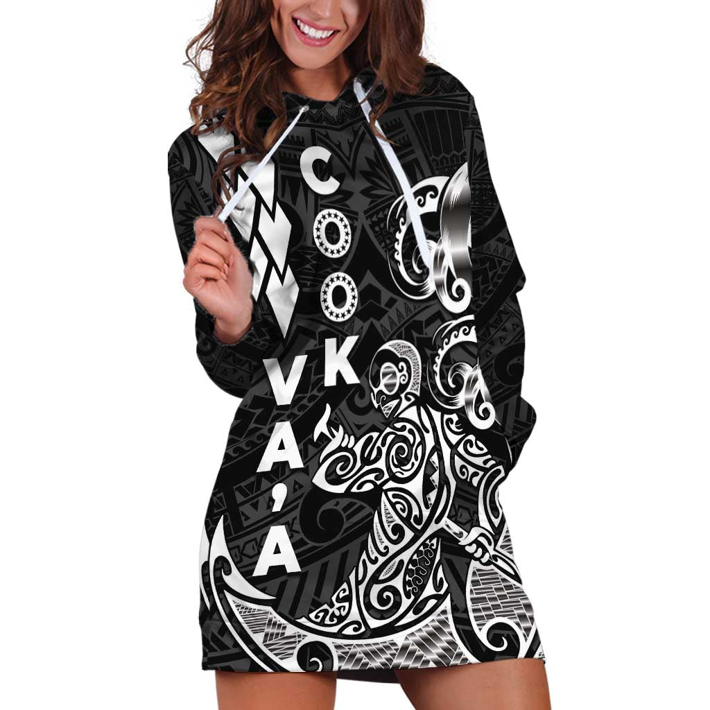 Cook Islands Va'a Polynesian Art Tattoo Hoodie Dress Black Color LT03 Black - Polynesian Pride