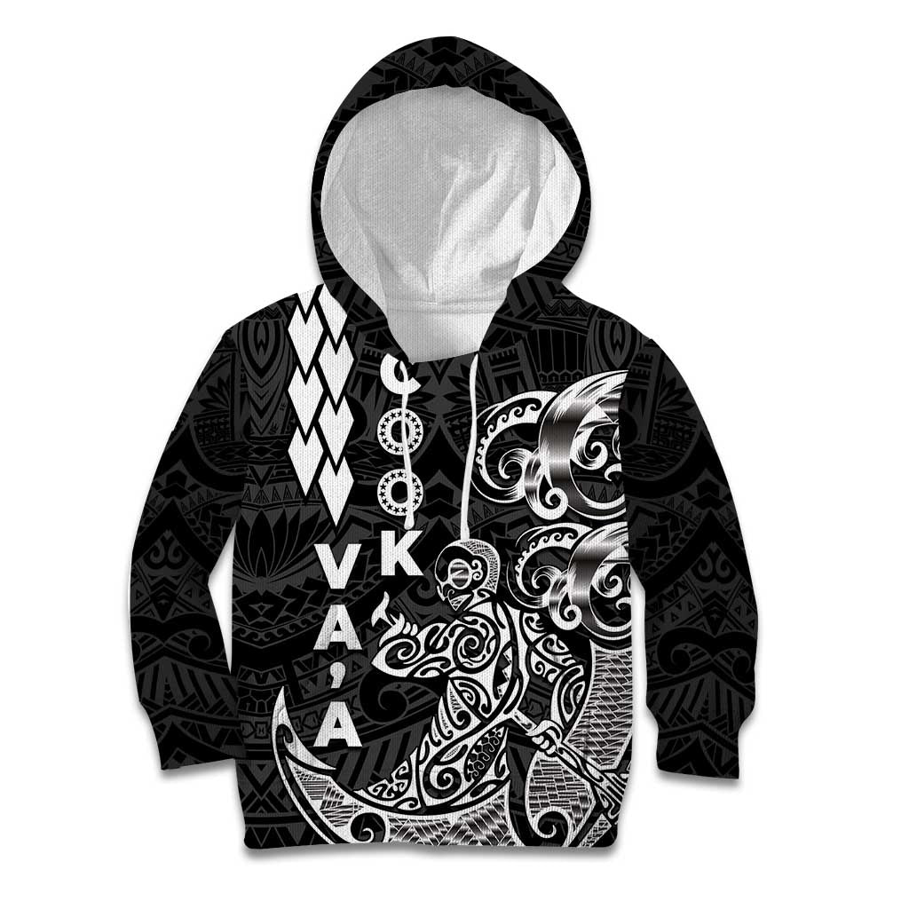 Cook Islands Vaa Polynesian Art Tattoo Kid Hoodie Black Color