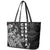 Cook Islands Vaa Polynesian Art Tattoo Leather Tote Bag Black Color