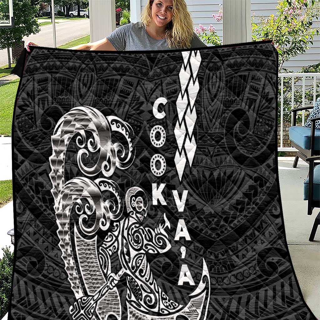 Cook Islands Vaa Polynesian Art Tattoo Quilt Black Color