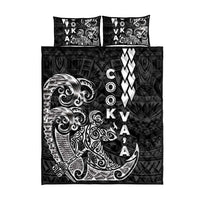 Cook Islands Va'a Polynesian Art Tattoo Quilt Bed Set Black Color LT03 - Polynesian Pride