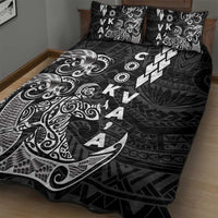 Cook Islands Va'a Polynesian Art Tattoo Quilt Bed Set Black Color LT03 - Polynesian Pride