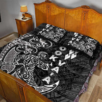 Cook Islands Va'a Polynesian Art Tattoo Quilt Bed Set Black Color LT03 - Polynesian Pride