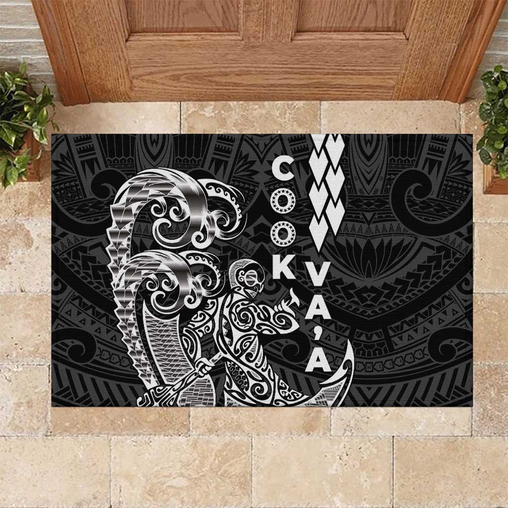 Cook Islands Va'a Polynesian Art Tattoo Rubber Doormat Black Color LT03 Black - Polynesian Pride