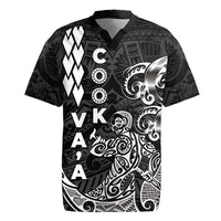 Cook Islands Va'a Polynesian Art Tattoo Rugby Jersey Black Color LT03 Black - Polynesian Pride