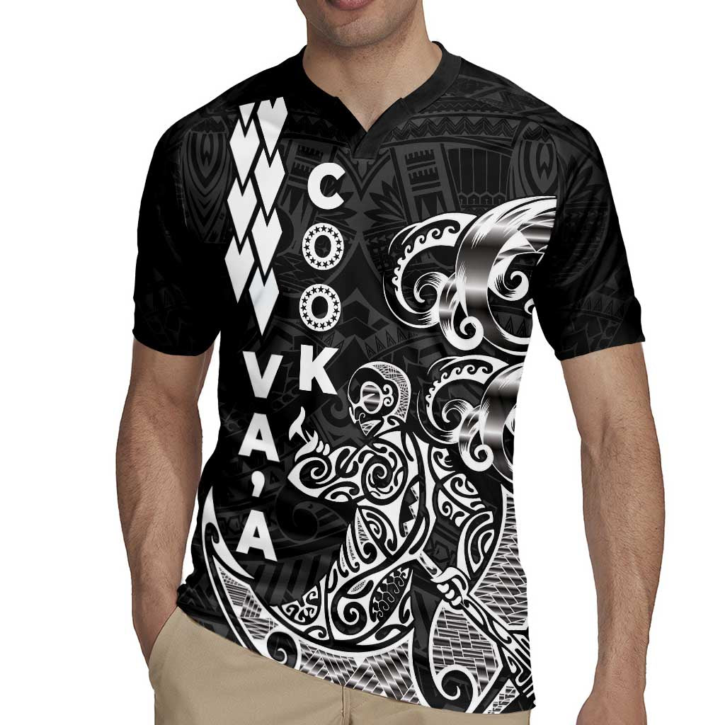 Cook Islands Va'a Polynesian Art Tattoo Rugby Jersey Black Color LT03 - Polynesian Pride