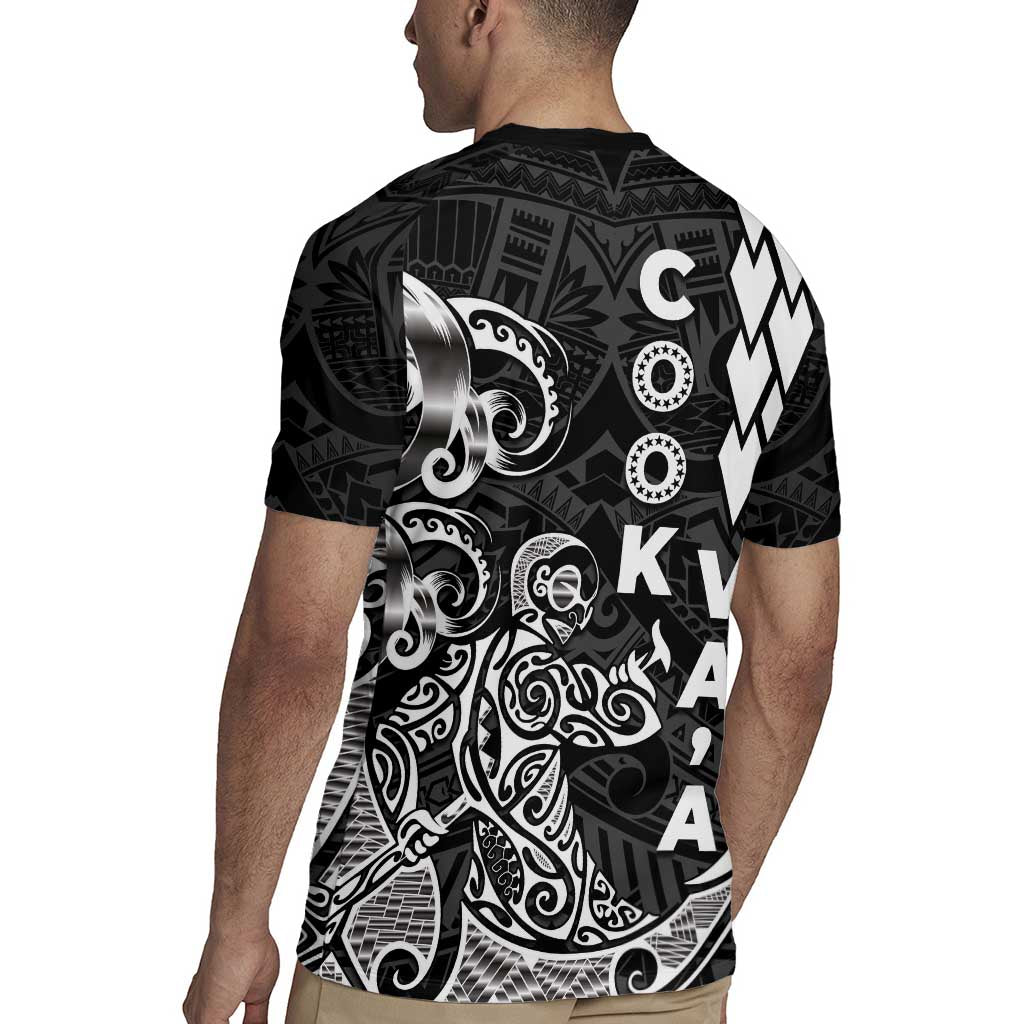 Cook Islands Va'a Polynesian Art Tattoo Rugby Jersey Black Color LT03 - Polynesian Pride