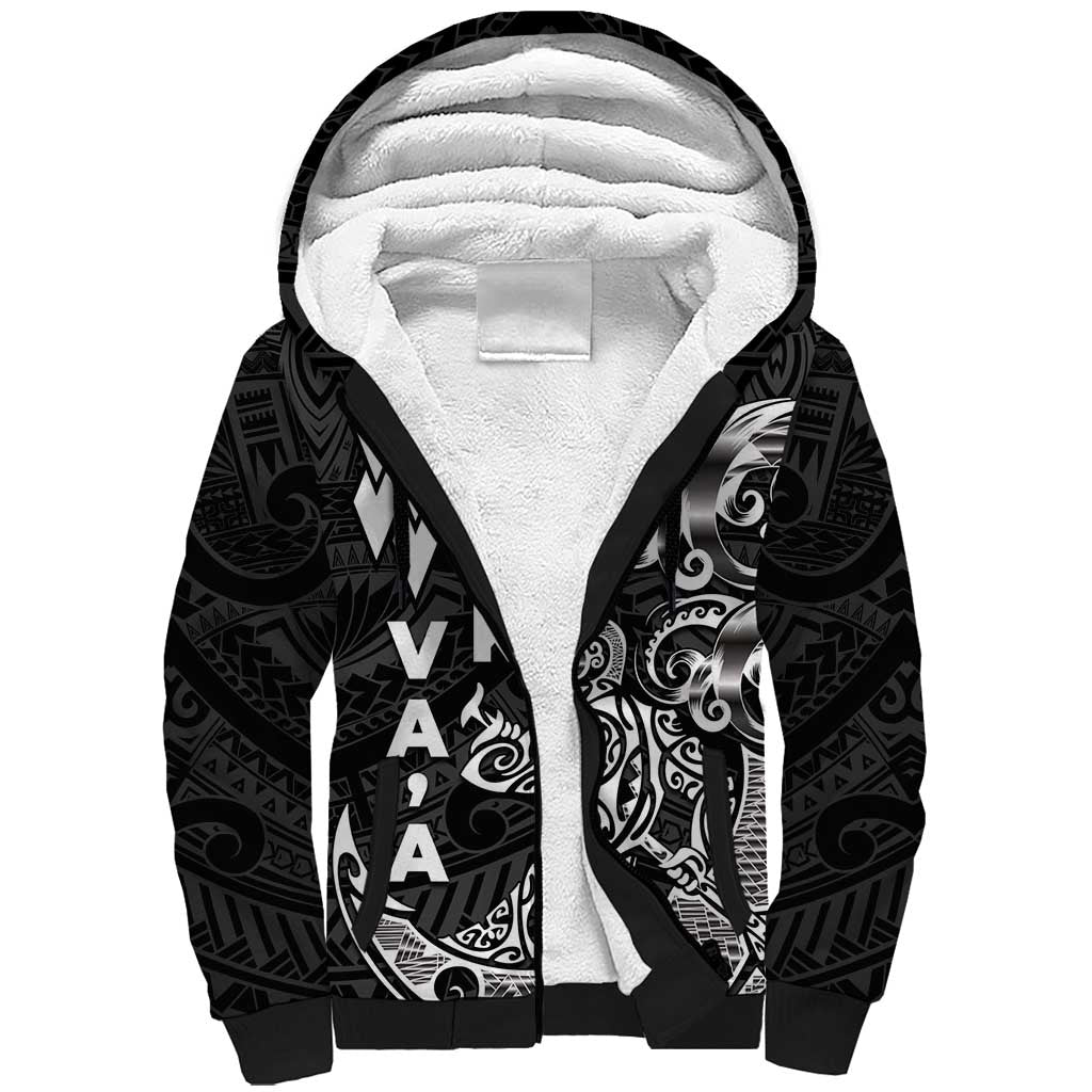 Cook Islands Va'a Polynesian Art Tattoo Sherpa Hoodie Black Color LT03 Unisex Black - Polynesian Pride