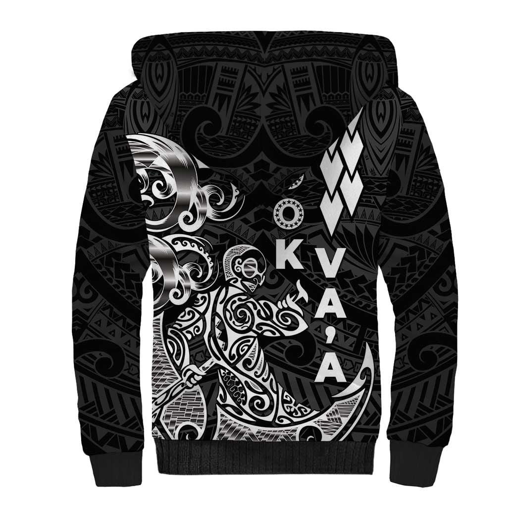 Cook Islands Va'a Polynesian Art Tattoo Sherpa Hoodie Black Color LT03 - Polynesian Pride