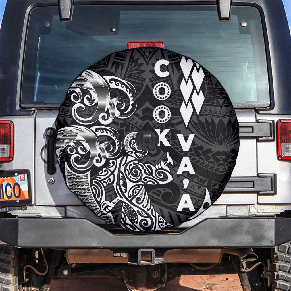 Cook Islands Va'a Polynesian Art Tattoo Spare Tire Cover Black Color LT03 Black - Polynesian Pride