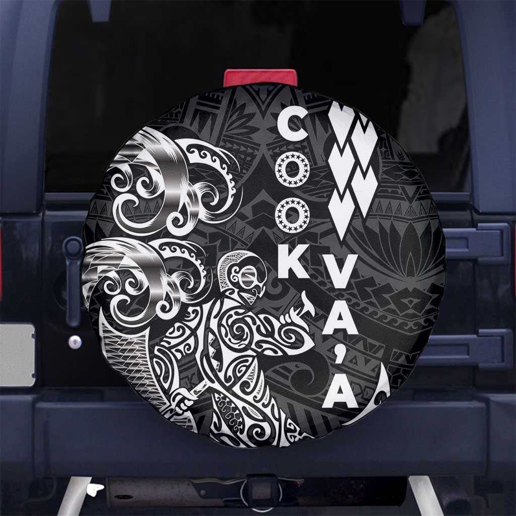 Cook Islands Va'a Polynesian Art Tattoo Spare Tire Cover Black Color LT03 - Polynesian Pride