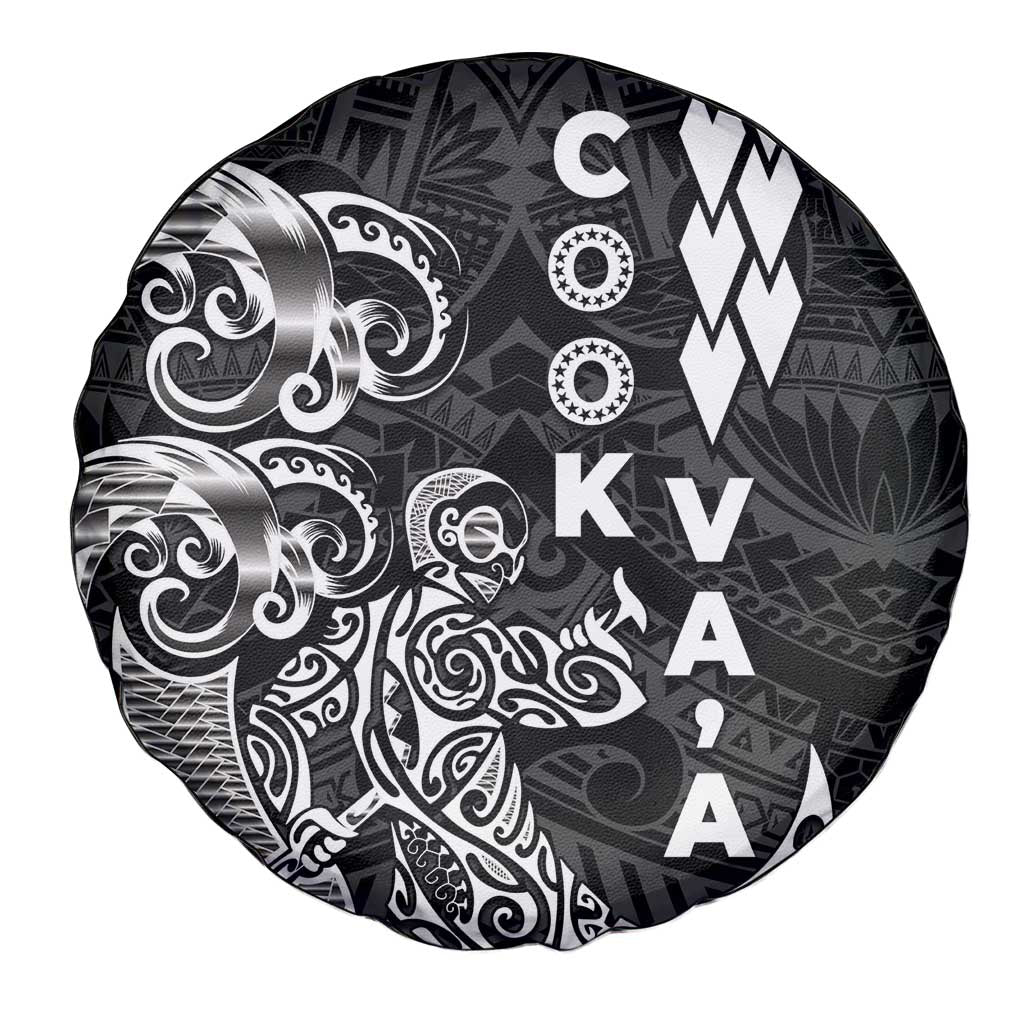 Cook Islands Va'a Polynesian Art Tattoo Spare Tire Cover Black Color LT03 - Polynesian Pride