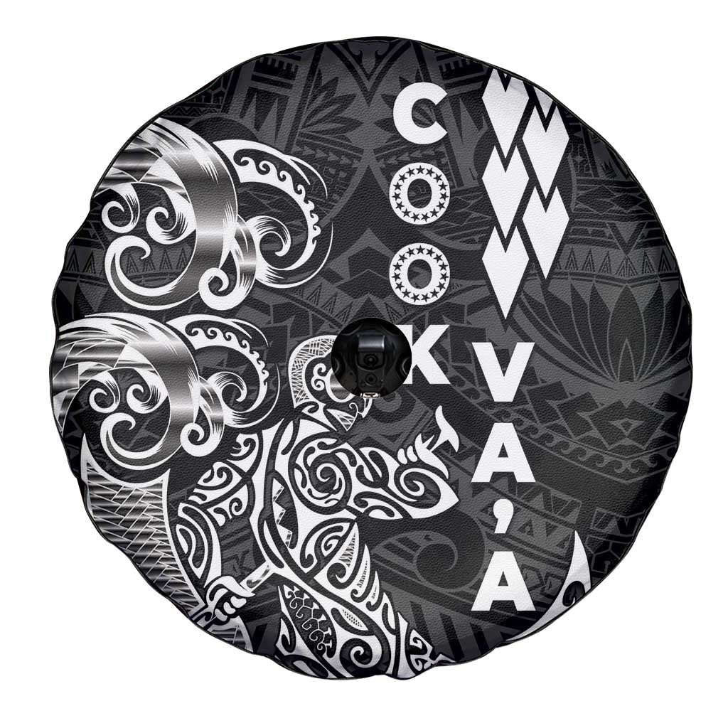 Cook Islands Va'a Polynesian Art Tattoo Spare Tire Cover Black Color LT03 - Polynesian Pride