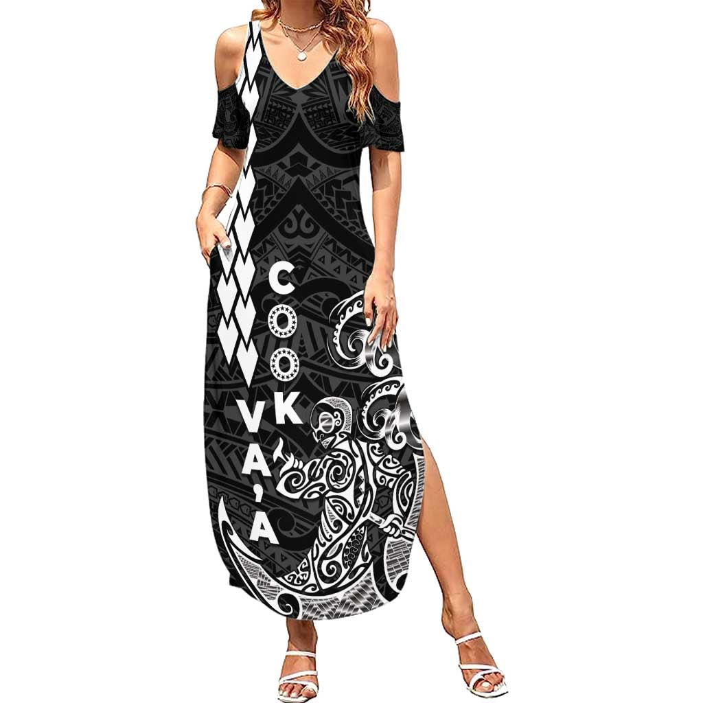 Cook Islands Va'a Polynesian Art Tattoo Summer Maxi Dress Black Color LT03 Women Black - Polynesian Pride