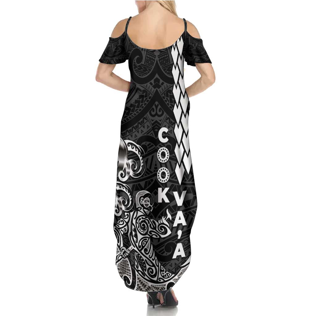 Cook Islands Va'a Polynesian Art Tattoo Summer Maxi Dress Black Color LT03 - Polynesian Pride