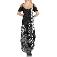 Cook Islands Va'a Polynesian Art Tattoo Summer Maxi Dress Black Color LT03 - Polynesian Pride
