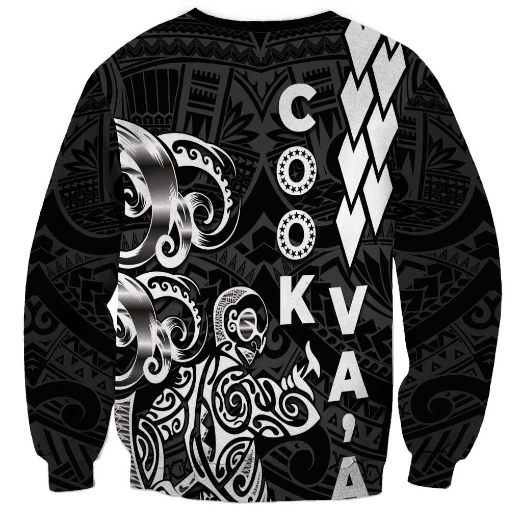 Cook Islands Va'a Polynesian Art Tattoo Sweatshirt Black Color LT03 - Polynesian Pride