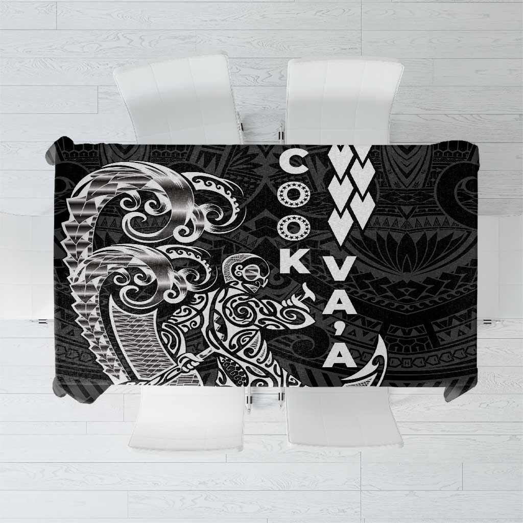 Cook Islands Va'a Polynesian Art Tattoo Tablecloth Black Color LT03 Black - Polynesian Pride