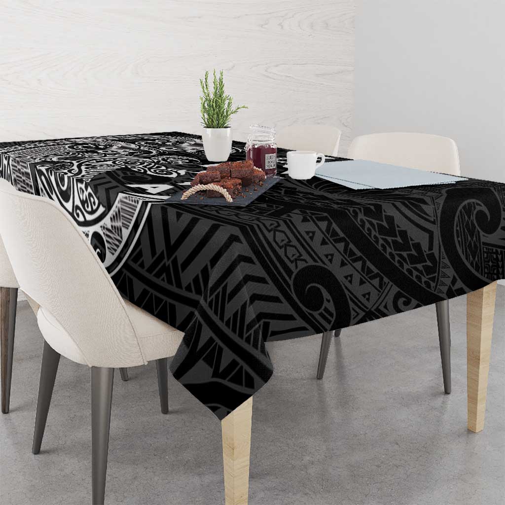 Cook Islands Va'a Polynesian Art Tattoo Tablecloth Black Color LT03 - Polynesian Pride