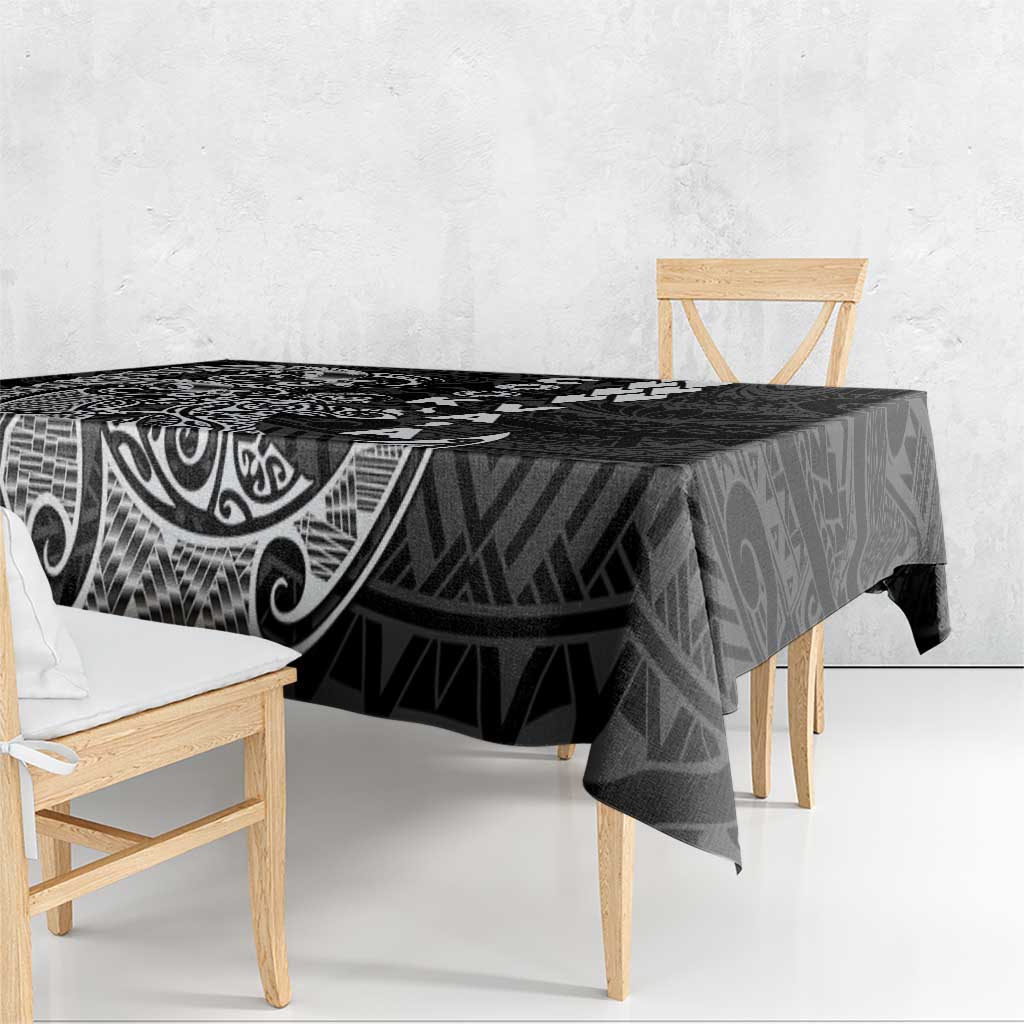 Cook Islands Va'a Polynesian Art Tattoo Tablecloth Black Color LT03 - Polynesian Pride