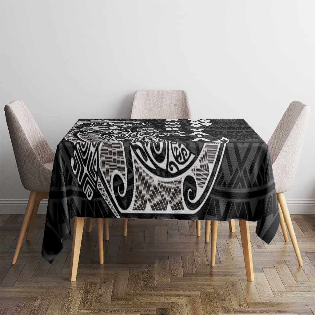 Cook Islands Va'a Polynesian Art Tattoo Tablecloth Black Color LT03 - Polynesian Pride