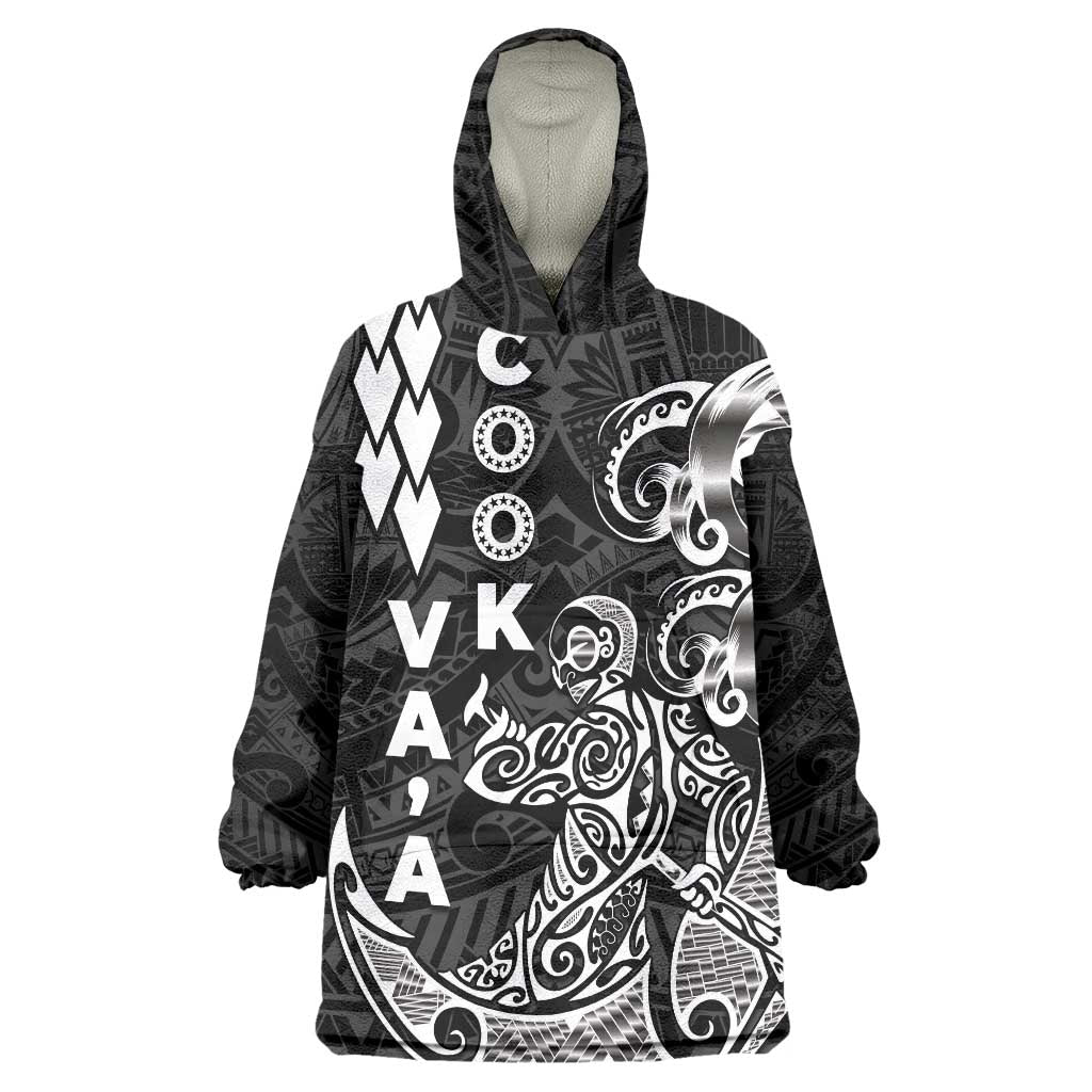 Cook Islands Vaa Polynesian Art Tattoo Wearable Blanket Hoodie Black Color