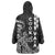 Cook Islands Vaa Polynesian Art Tattoo Wearable Blanket Hoodie Black Color