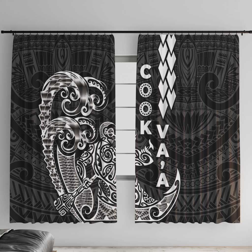 Cook Islands Vaa Polynesian Art Tattoo Window Curtain Black Color