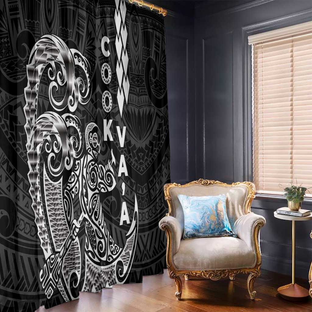 Cook Islands Va'a Polynesian Art Tattoo Window Curtain Black Color LT03 - Polynesian Pride