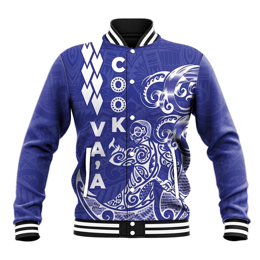 Cook Islands Va'a Polynesian Art Tattoo Baseball Jacket Blue Color LT03 Unisex Blue - Polynesian Pride