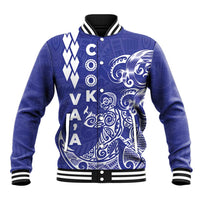 Cook Islands Va'a Polynesian Art Tattoo Baseball Jacket Blue Color LT03 Unisex Blue - Polynesian Pride