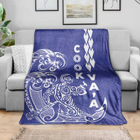 Cook Islands Va'a Polynesian Art Tattoo Blanket Blue Color LT03 - Polynesian Pride