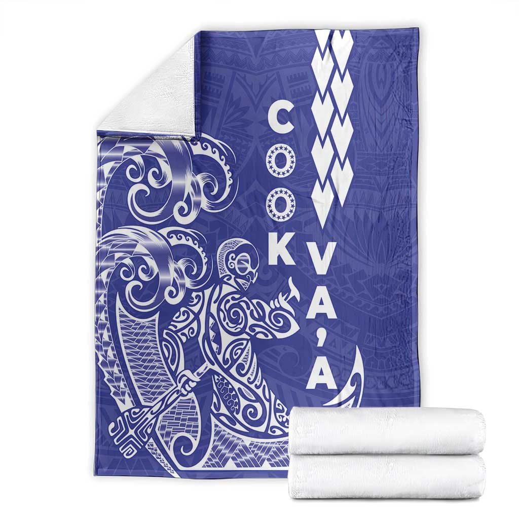 Cook Islands Va'a Polynesian Art Tattoo Blanket Blue Color LT03 - Polynesian Pride