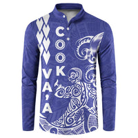 Cook Islands Va'a Polynesian Art Tattoo Button Sweatshirt Blue Color LT03 Blue - Polynesian Pride