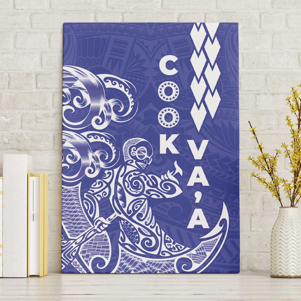 Cook Islands Va'a Polynesian Art Tattoo Canvas Wall Art Blue Color LT03 Without Frame Blue - Polynesian Pride