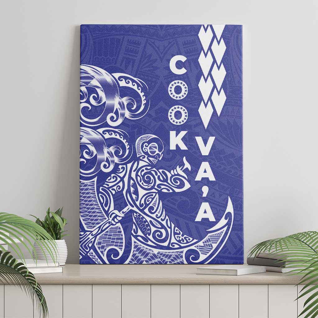 Cook Islands Va'a Polynesian Art Tattoo Canvas Wall Art Blue Color LT03 - Polynesian Pride