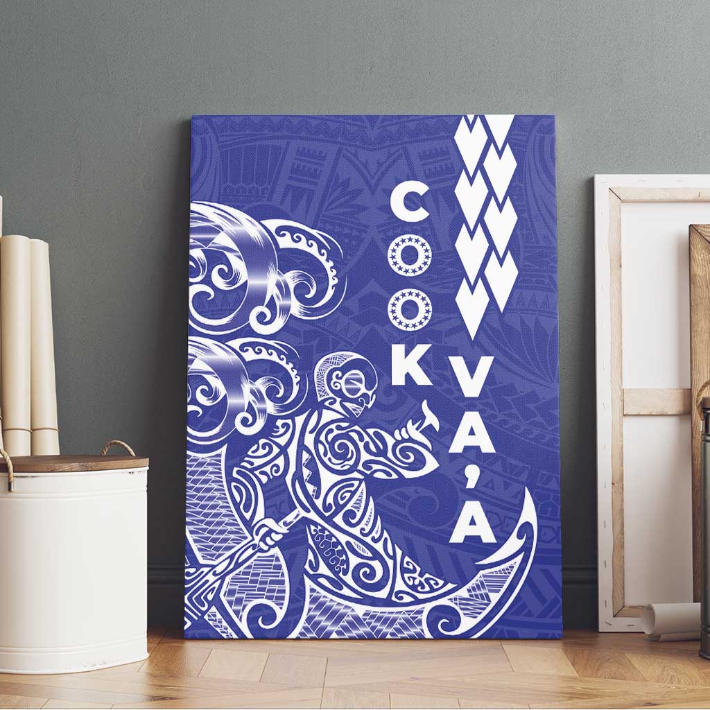Cook Islands Va'a Polynesian Art Tattoo Canvas Wall Art Blue Color LT03 - Polynesian Pride