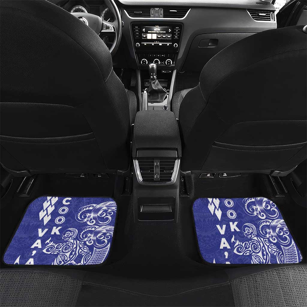 Cook Islands Va'a Polynesian Art Tattoo Car Mats Blue Color LT03 Set 2pcs - Back Blue - Polynesian Pride
