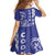 Cook Islands Vaa Polynesian Art Tattoo Family Matching Off Shoulder Maxi Dress and Hawaiian Shirt Blue Color