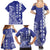 Cook Islands Vaa Polynesian Art Tattoo Family Matching Summer Maxi Dress and Hawaiian Shirt Blue Color