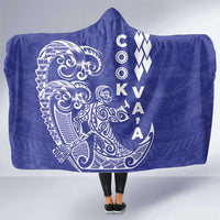 Cook Islands Va'a Polynesian Art Tattoo Hooded Blanket Blue Color LT03 One Size Blue - Polynesian Pride