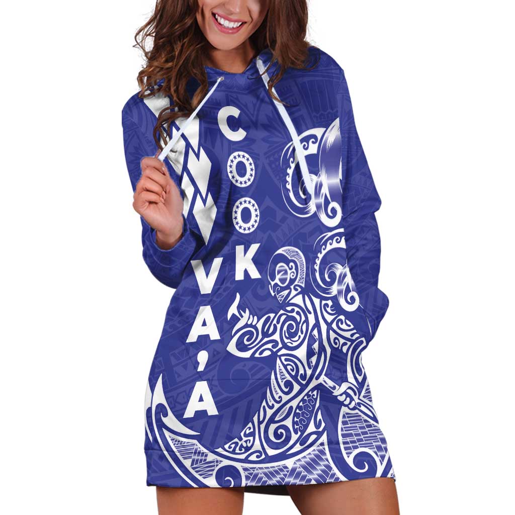 Cook Islands Va'a Polynesian Art Tattoo Hoodie Dress Blue Color LT03 Blue - Polynesian Pride