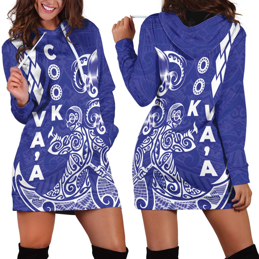 Cook Islands Va'a Polynesian Art Tattoo Hoodie Dress Blue Color LT03 - Polynesian Pride