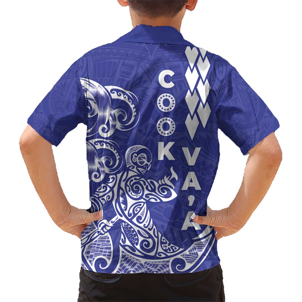 Cook Islands Vaa Polynesian Art Tattoo Kid Hawaiian Shirt Blue Color