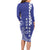 Cook Islands Vaa Polynesian Art Tattoo Long Sleeve Bodycon Dress Blue Color